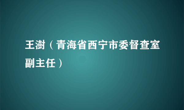 王澍（青海省西宁市委督查室副主任）