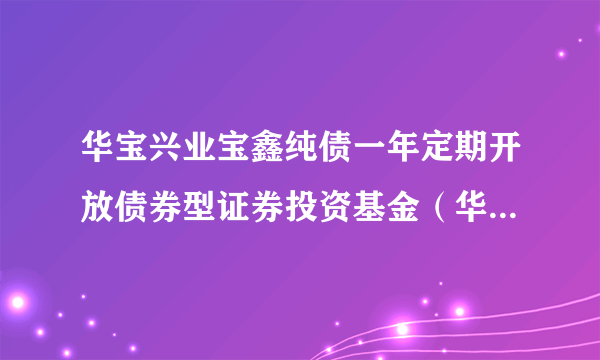 华宝兴业宝鑫纯债一年定期开放债券型证券投资基金（华宝宝鑫债券A）