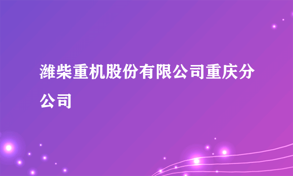 潍柴重机股份有限公司重庆分公司