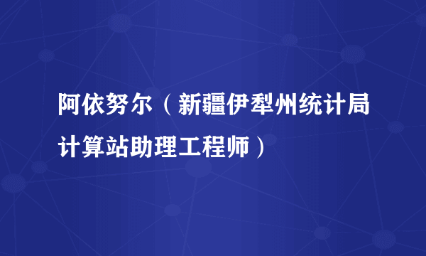阿依努尔（新疆伊犁州统计局计算站助理工程师）