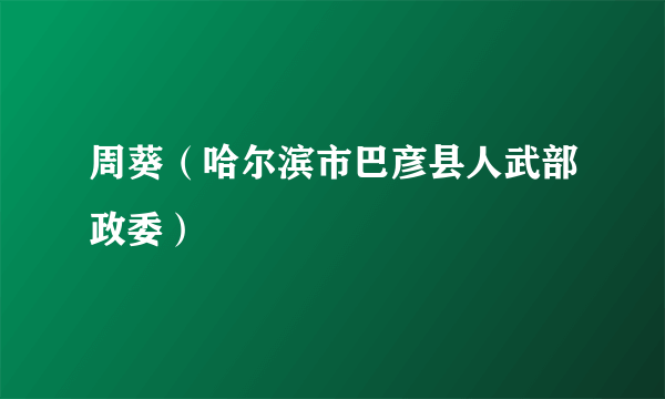 周葵（哈尔滨市巴彦县人武部政委）