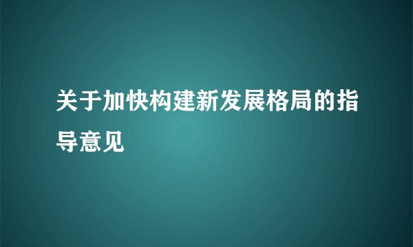 关于加快构建新发展格局的指导意见