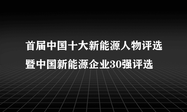 首届中国十大新能源人物评选暨中国新能源企业30强评选