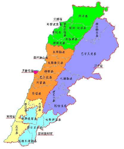 黎巴嫩行政区划