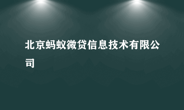 北京蚂蚁微贷信息技术有限公司