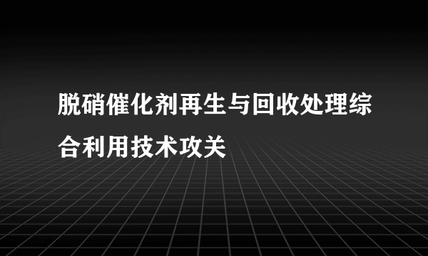 脱硝催化剂再生与回收处理综合利用技术攻关