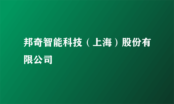 邦奇智能科技（上海）股份有限公司