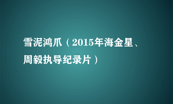 雪泥鸿爪（2015年海金星、周毅执导纪录片）