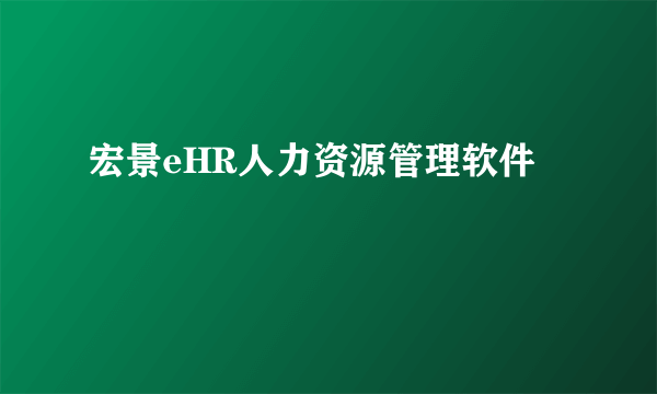 宏景eHR人力资源管理软件