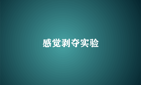感觉剥夺实验