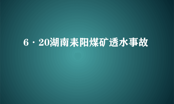 6·20湖南耒阳煤矿透水事故