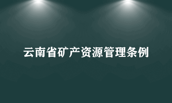 云南省矿产资源管理条例