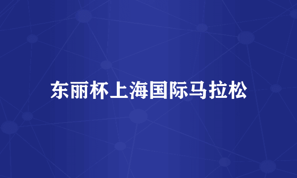 东丽杯上海国际马拉松