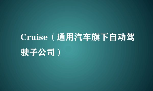 Cruise（通用汽车旗下自动驾驶子公司）