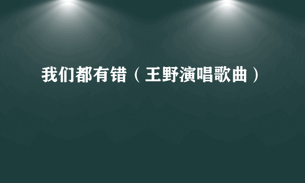 我们都有错（王野演唱歌曲）