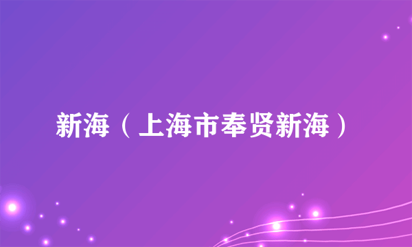 新海（上海市奉贤新海）