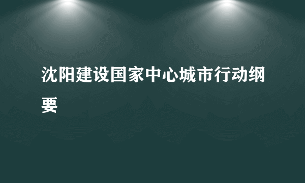 沈阳建设国家中心城市行动纲要