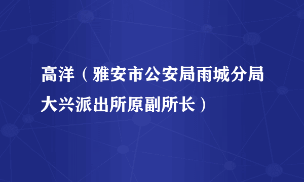高洋（雅安市公安局雨城分局大兴派出所原副所长）