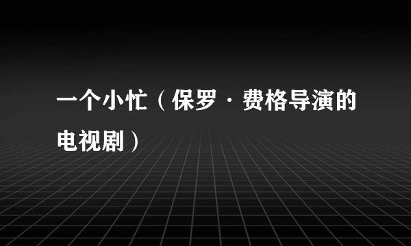 一个小忙（保罗·费格导演的电视剧）