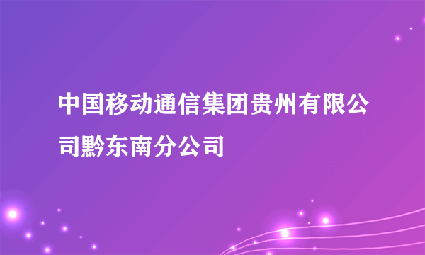 中国移动通信集团贵州有限公司黔东南分公司