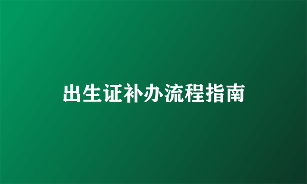 出生证补办流程指南