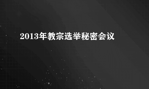 2013年教宗选举秘密会议