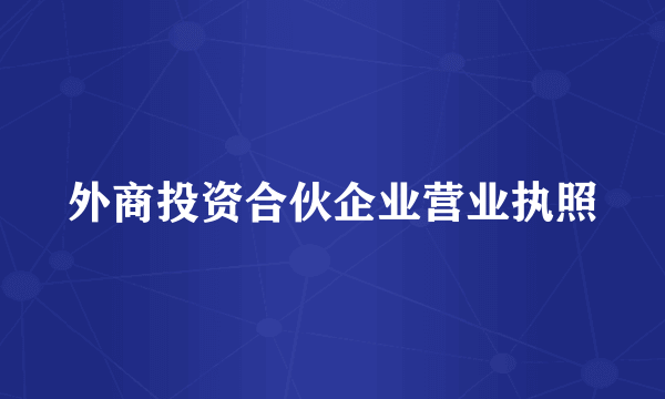 外商投资合伙企业营业执照
