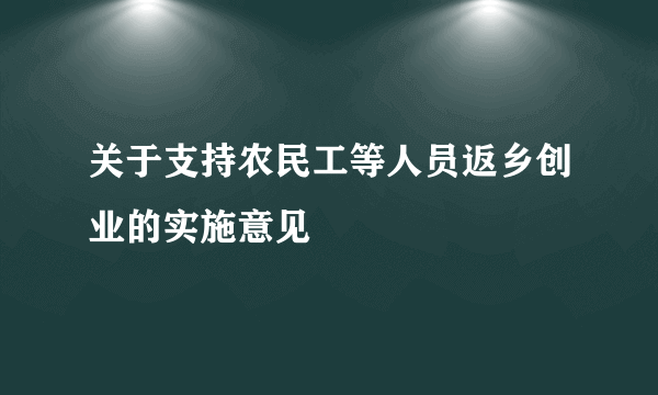 关于支持农民工等人员返乡创业的实施意见