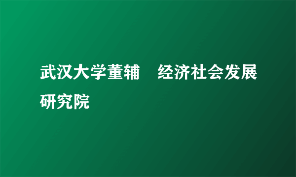 武汉大学董辅礽经济社会发展研究院
