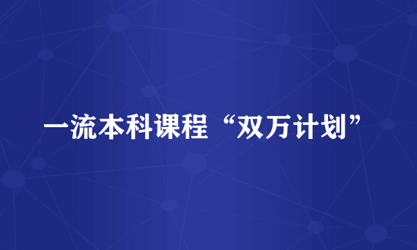 一流本科课程“双万计划”
