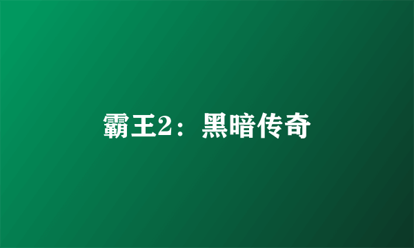 霸王2：黑暗传奇