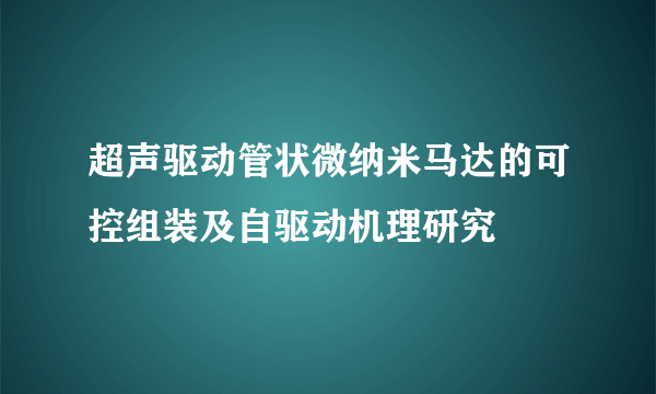 超声驱动管状微纳米马达的可控组装及自驱动机理研究