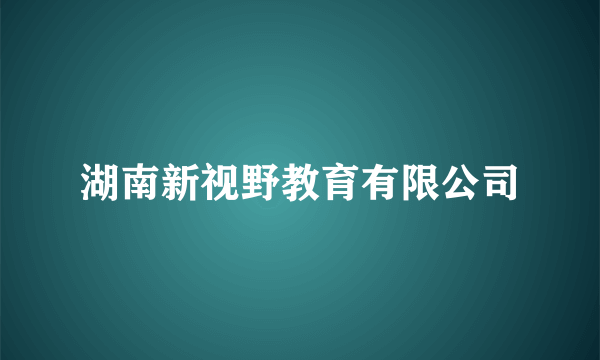 湖南新视野教育有限公司