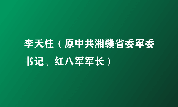 李天柱（原中共湘赣省委军委书记、红八军军长）