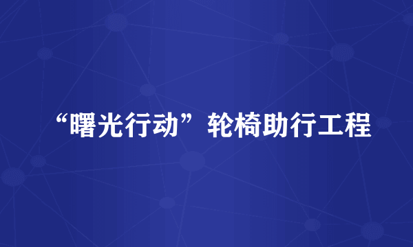“曙光行动”轮椅助行工程