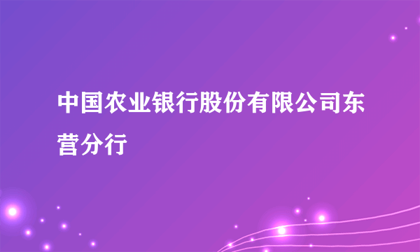 中国农业银行股份有限公司东营分行
