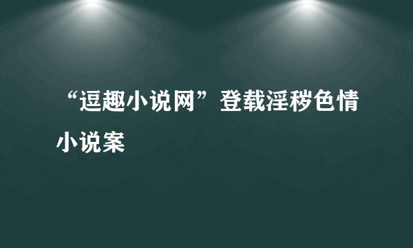 “逗趣小说网”登载淫秽色情小说案