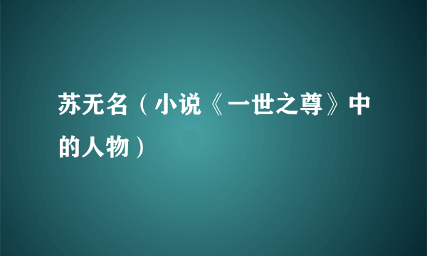 苏无名（小说《一世之尊》中的人物）