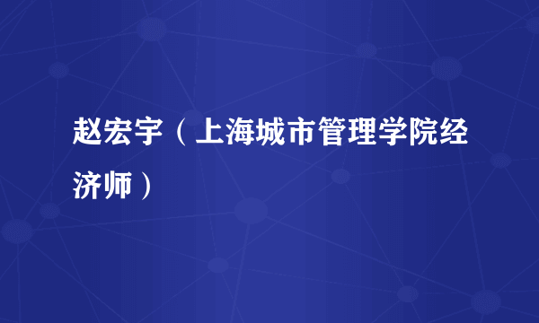 赵宏宇（上海城市管理学院经济师）