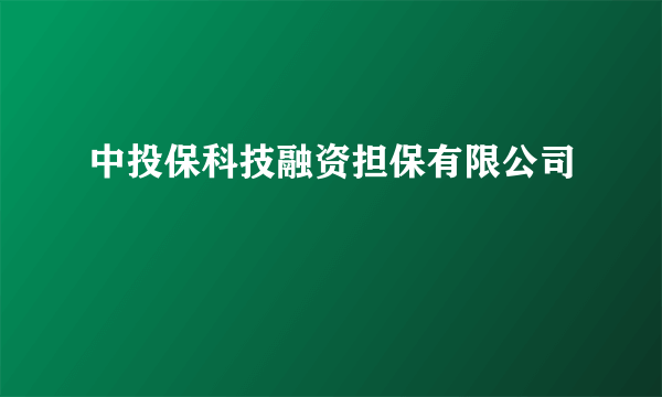 中投保科技融资担保有限公司