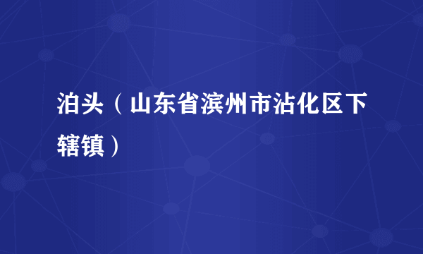 泊头（山东省滨州市沾化区下辖镇）