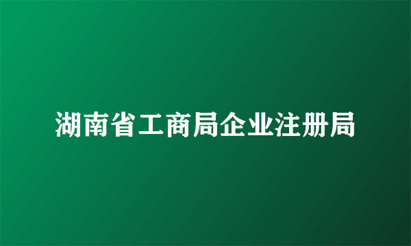 湖南省工商局企业注册局