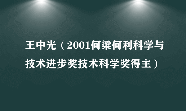 王中光（2001何梁何利科学与技术进步奖技术科学奖得主）