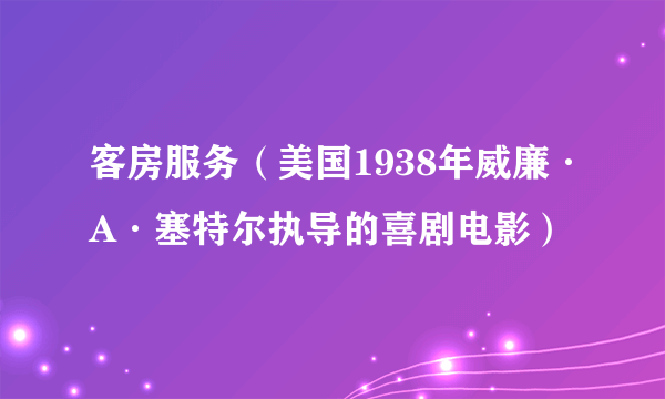 客房服务（美国1938年威廉·A·塞特尔执导的喜剧电影）
