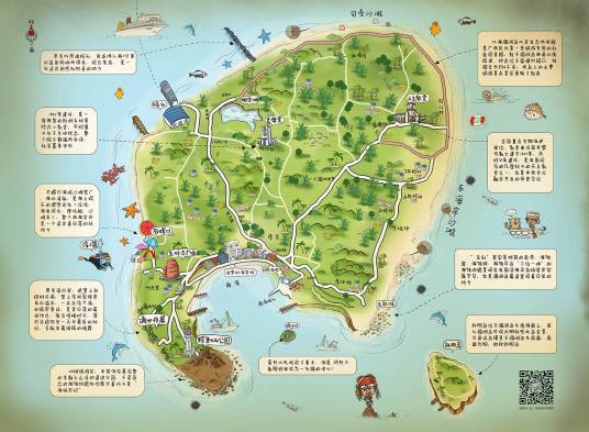 涠洲岛手绘地图