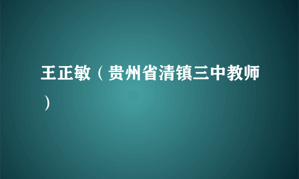 王正敏（贵州省清镇三中教师）
