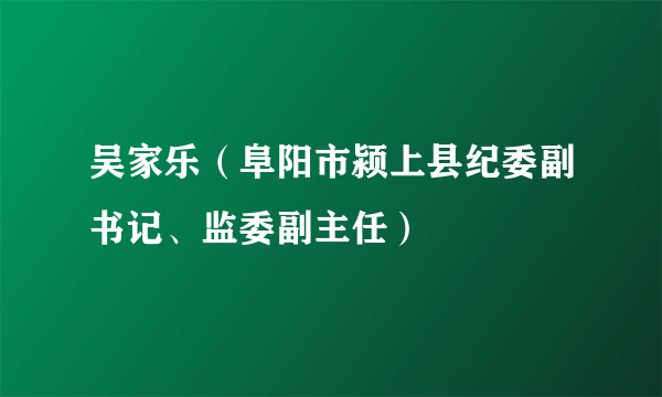 吴家乐（阜阳市颍上县纪委副书记、监委副主任）