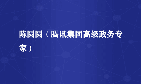 陈圆圆（腾讯集团高级政务专家）