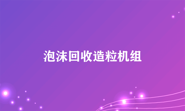 泡沫回收造粒机组