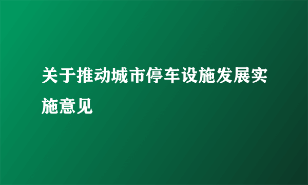 关于推动城市停车设施发展实施意见